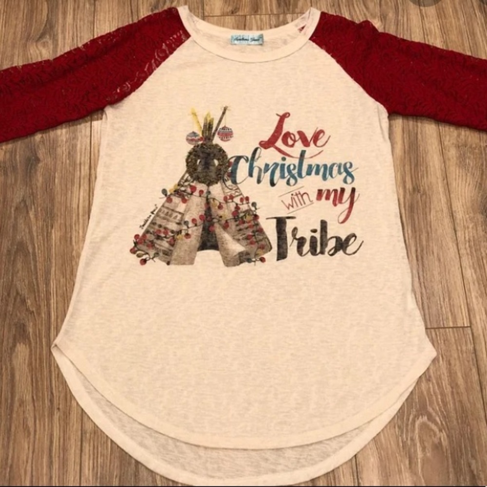 Christmas with my tribe 3/4 length shirt